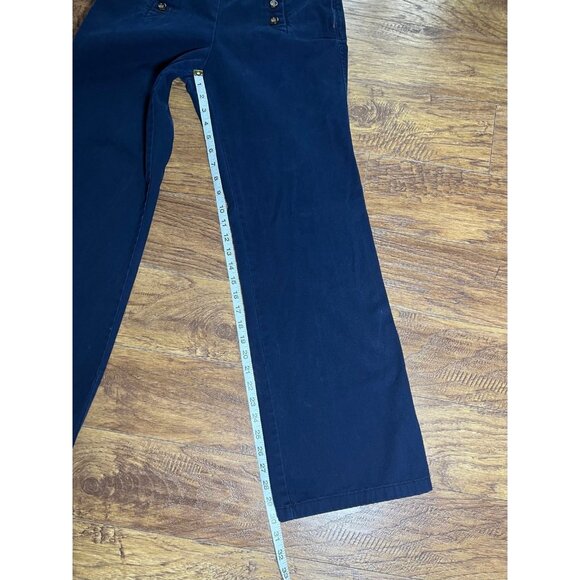 J. Crew 100% Cotton Navy Wide Leg Cropped Sailor Pant, Size 6 side zipper - Picture 5 of 12